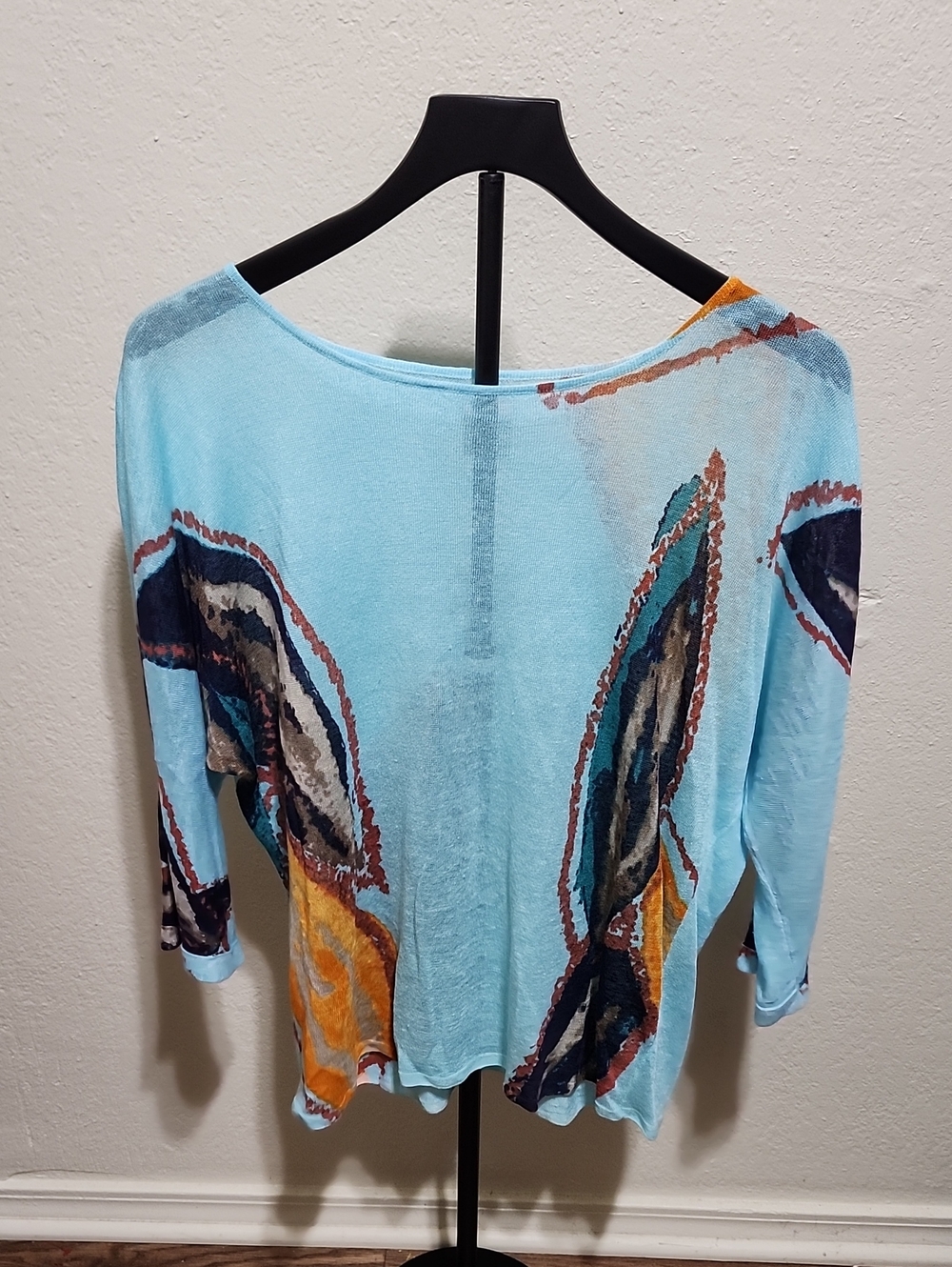 NIC+ZOE Grove Abstract-Print 3/4-Sleeve Lightweight Sweater – Size Small